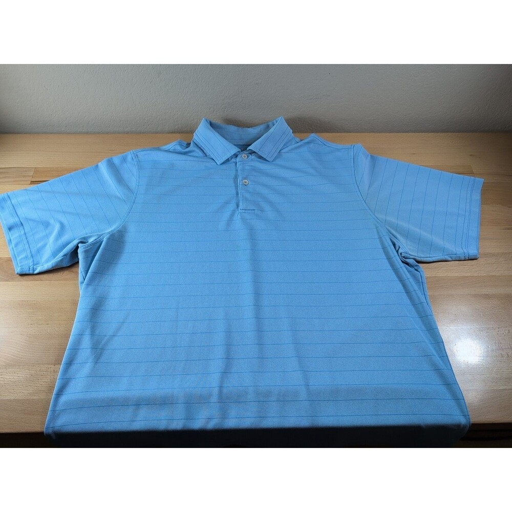 FG Tech Polo Shirt Mens XL Blue Striped Golf USA Made